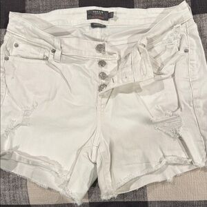 Torrid White Jean Shorts with Distressed Hem
